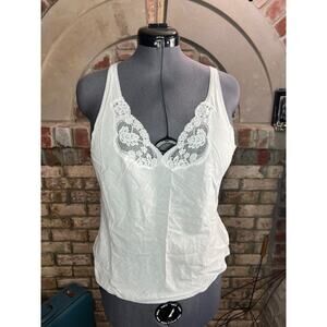 camisole slip white cotton sheer lace at bust